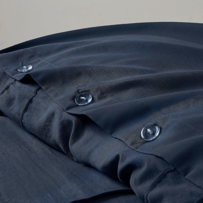 Porter - Full Soft Washed Pleated Duvet Cover Set - Navy