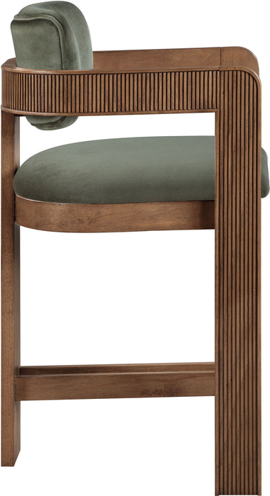 Sacha - Velvet Stool With Brown Base - Simple Home Plus