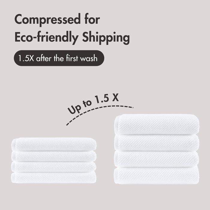Diagonal Ribbed - 4 Piece Bath Towels Set - White - Simple Home Plus