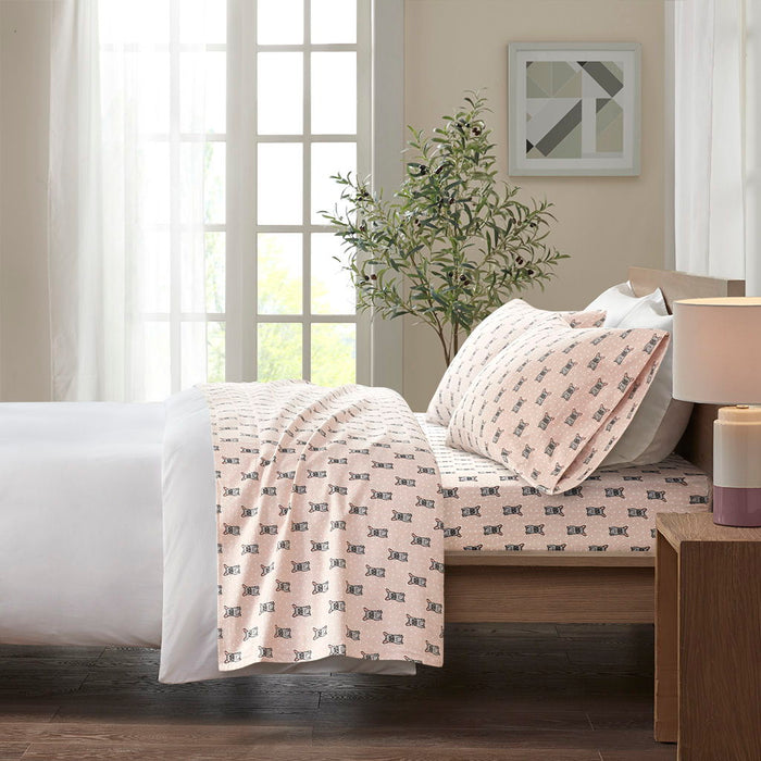 Cozy Flannel - Printed Sheet Set - Pink French Bulldog
