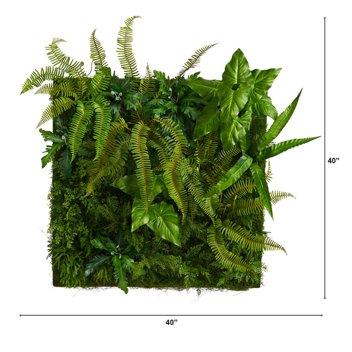 40" x 40" Mixed Greends Artificial Living Wall