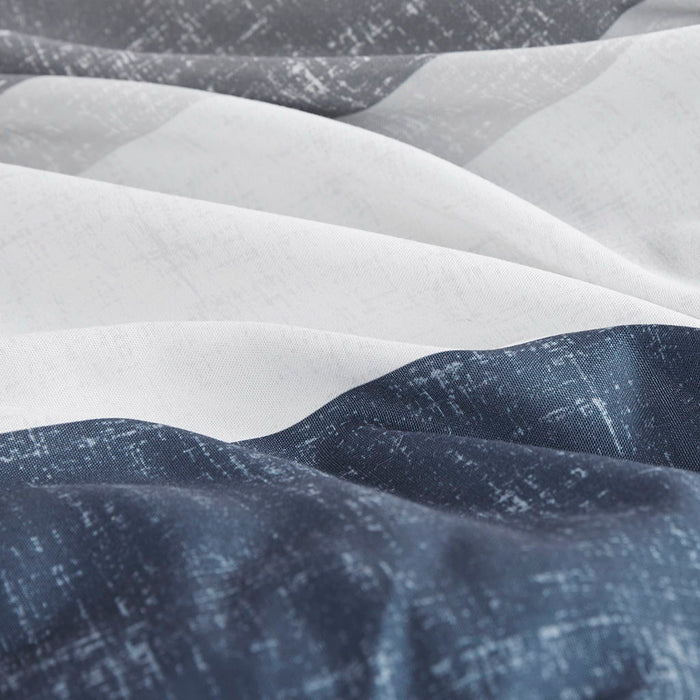 Jaxon - Stripe Microfiber Comforter Set With Bed Sheets - Blue / Gray - Simple Home Plus