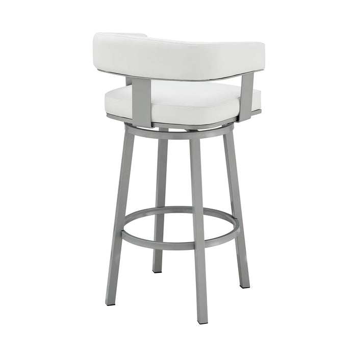 Lorin - 26" Counter Height Swivel Bar Stool - Silver / White - Simple Home Plus