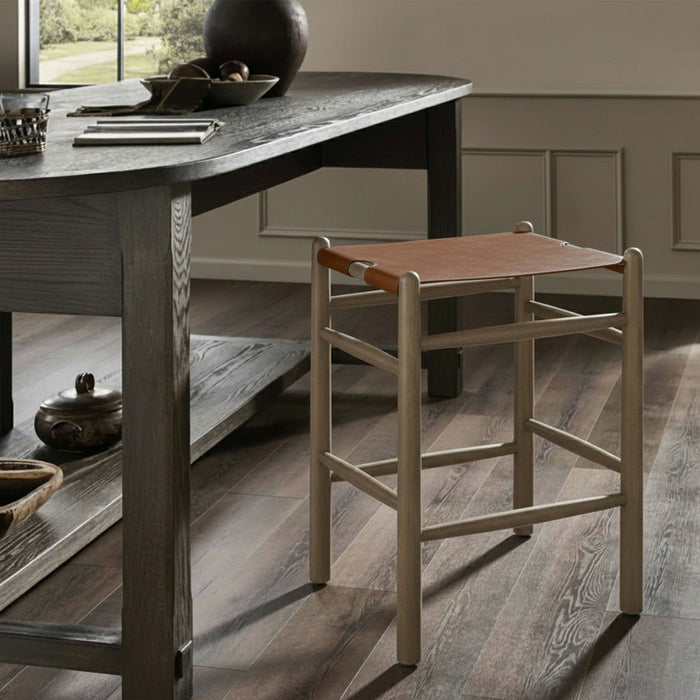 Santos - Backless Counter Stool With Stained Brown Base - Simple Home Plus