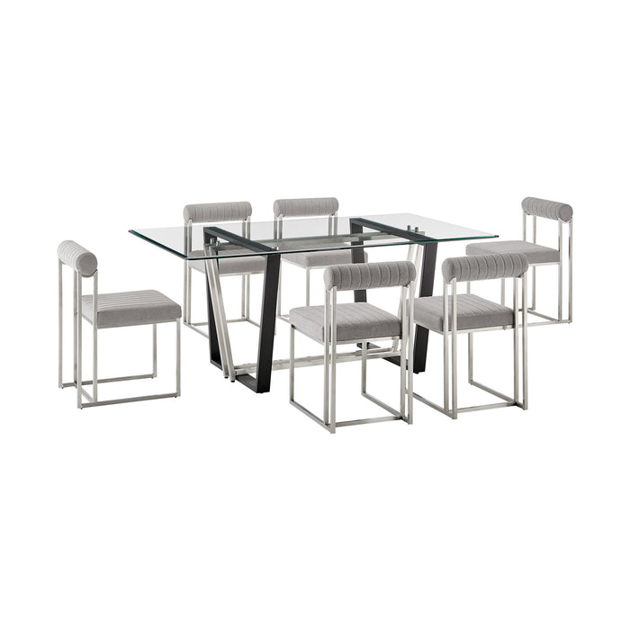 Kai Anastasia - Rectangular Glass Dining Table Set - Brushed Base - Simple Home Plus