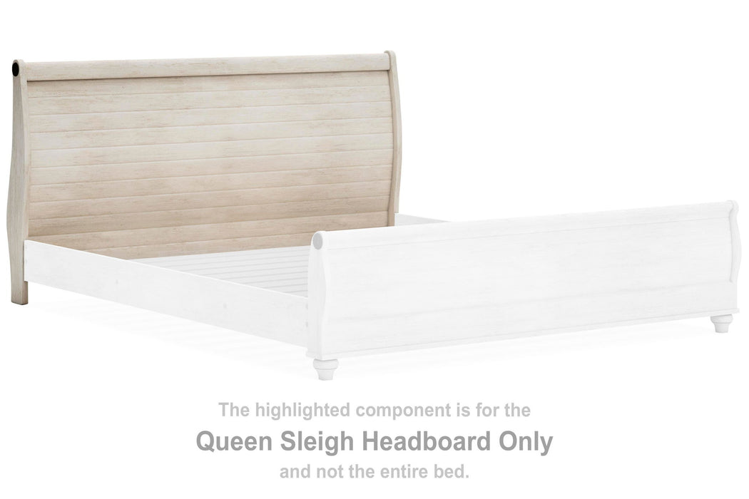 Willowton - Queen Sleigh Headboard with Faux Plank Design - Whitewash - Simple Home Plus