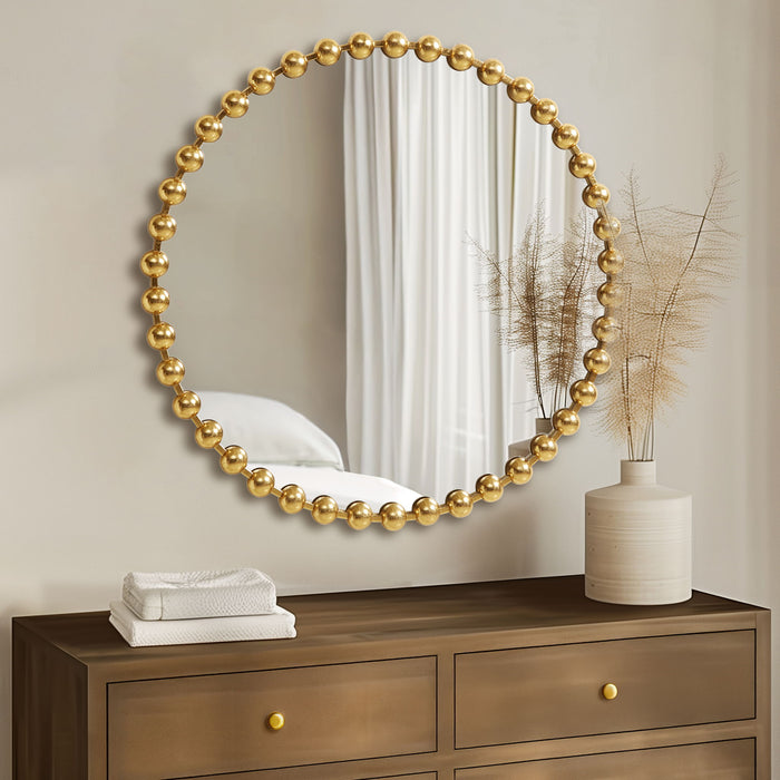 Marlowe - 36" Round Wall Decor Mirror - Gold - Simple Home Plus