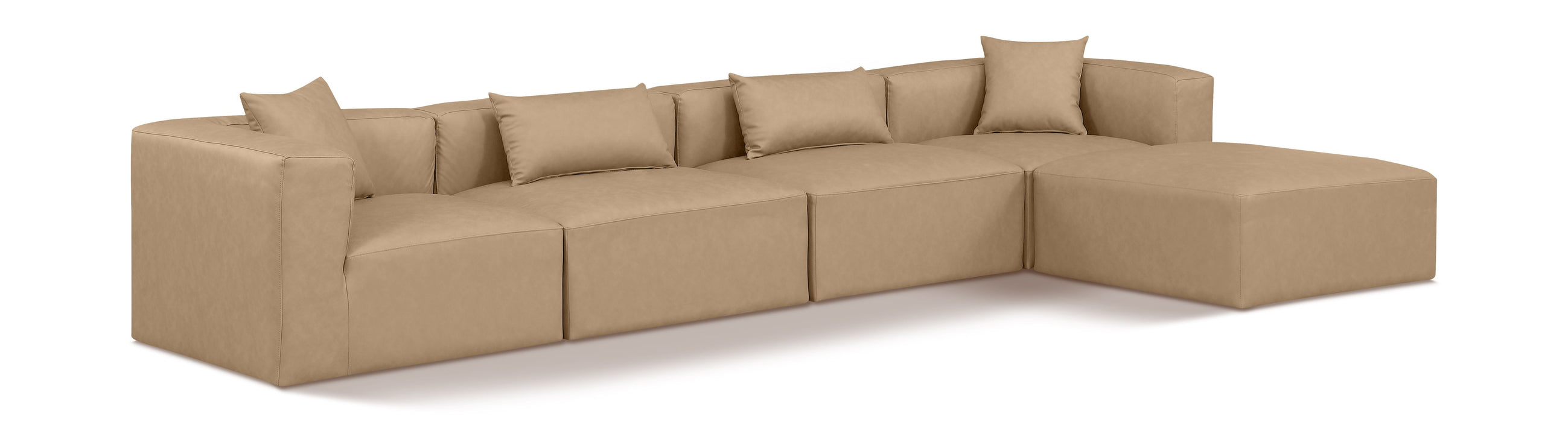 Cube - 5 Piece Modular Sectional With Chaise - Tan - Simple Home Plus