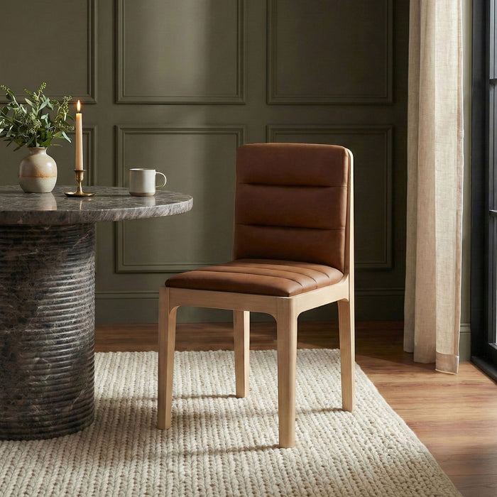 Ellis - Vegan Leather Upholstered Dining Chair (Set of 2) - Natural Base - Simple Home Plus