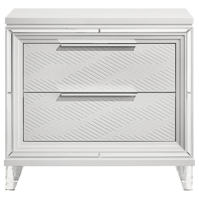 Marmore - 2-Drawer Nightstand Bedside Table - White - Simple Home Plus