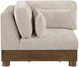 Turin - Chenille Fabric Upholstered Modular Corner Chair - Taupe / Brown Walnut - Simple Home Plus