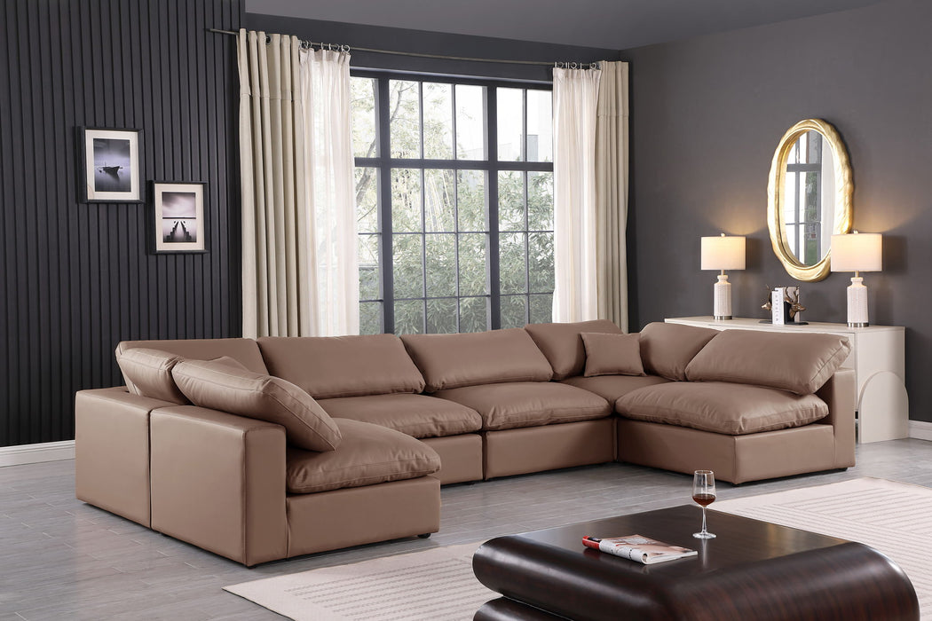 Comfy - 6 Piece Faux Leather Modular Armless Sectional - Simple Home Plus