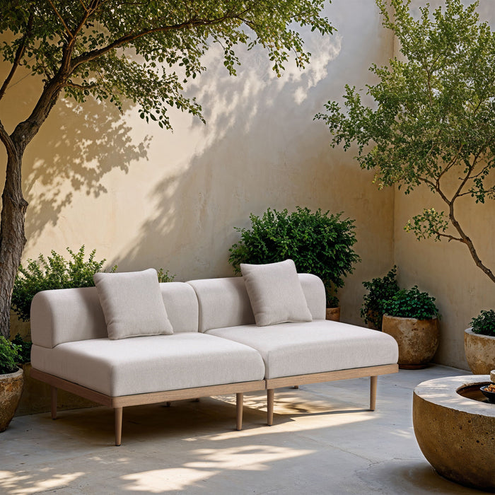 Laguna - 2 Piece Resilient Water Resistant Fabric 71" Outdoor Patio Armless Modular Loveseat - Simple Home Plus