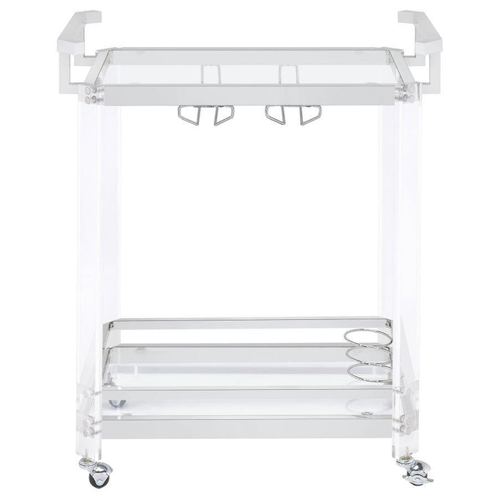 Jefferson - 2-Tier Glass Shelf Acrylic Bar Cart - Chrome - Simple Home Plus