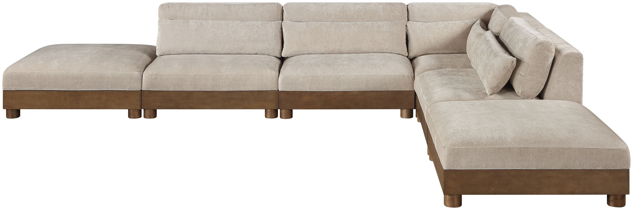 Turin - Chenille Fabric Upholstered Modular Sectional - Taupe - Simple Home Plus