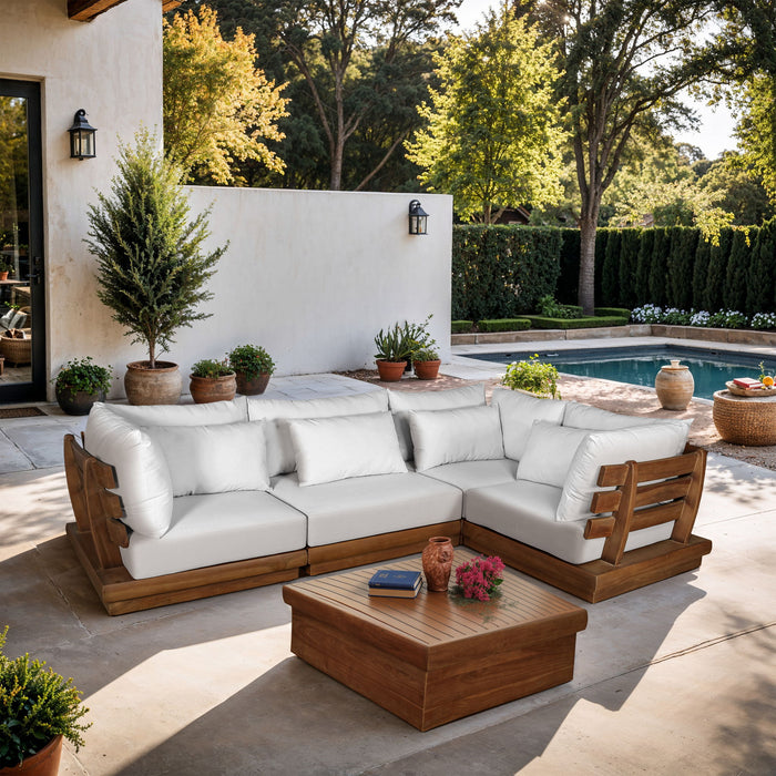Mirella - 4 Piece Water Resistant Fabric Outdoor Patio Modular Sectional - Simple Home Plus