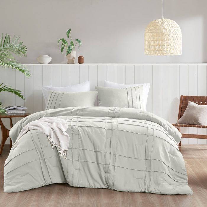 Porter - Soft Washed Pleated Comforter Set - Silver - Simple Home Plus