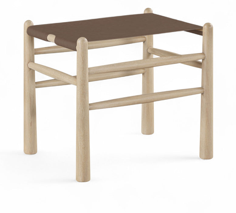 Santos - Faux Leather Upholstered Bench - Natural Frame - Simple Home Plus