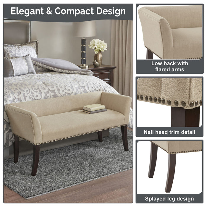 Welburn - Upholstered Bench With Back & Legs - Cream - Simple Home Plus