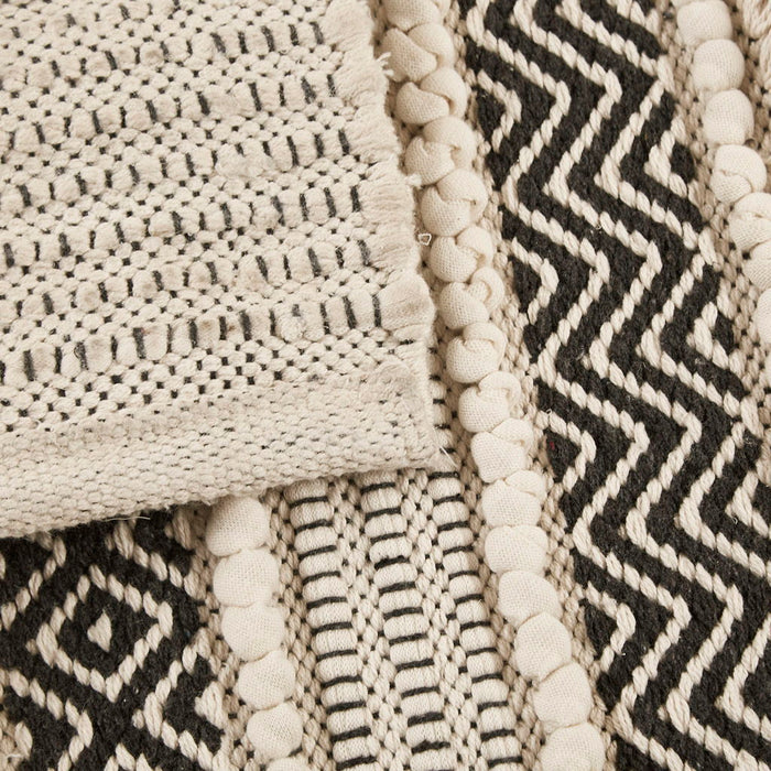 Asher - 20" x 32" Woven Texture Stripe Bath Rug - Black - Simple Home Plus