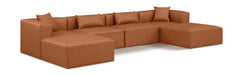 Cube - 6 Piece Modular Double Chaise Sectional - Cognac - Simple Home Plus