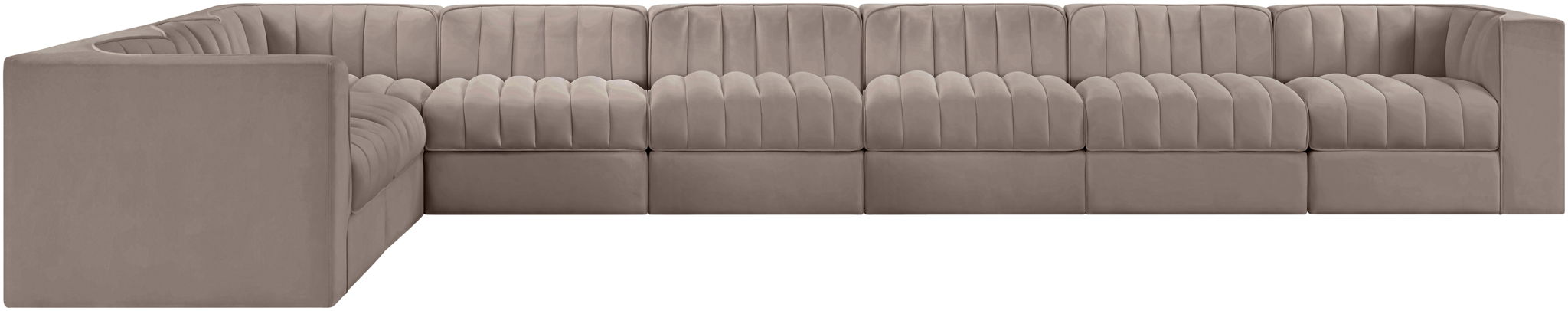 Rummi - Velvet Performance Fabric Upholstered 8 Piece Modular Sectional (With 3 Corner Chairs) - Simple Home Plus