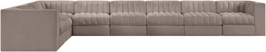 Rummi - Velvet Performance Fabric Upholstered 8 Piece Modular Sectional (With 3 Corner Chairs) - Simple Home Plus