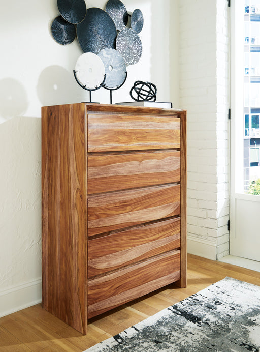 Dressonni - Brown - Five Drawer Chest - Simple Home Plus