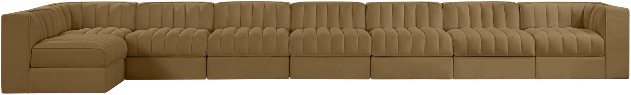 Rummi - Velvet Performance Fabric Upholstered 8 Piece Modular Sectional, L-Shaped (Right) - Simple Home Plus