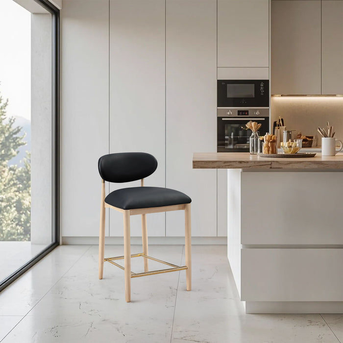 Riccio - Stool - Natural And Gold Frame - Simple Home Plus