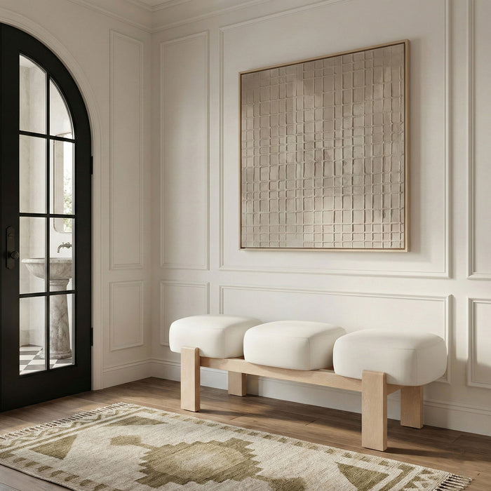 Woodcrest - Vegan Leather Upholstered Bench - Painted Natural Base - Simple Home Plus