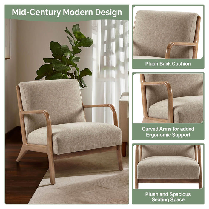 Novak - Mid-Century Modern Accent Armchair (Set of 2) - Taupe - Simple Home Plus