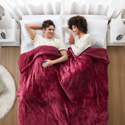 Heated Microlight to Berber - King Blanket - Red - Simple Home Plus