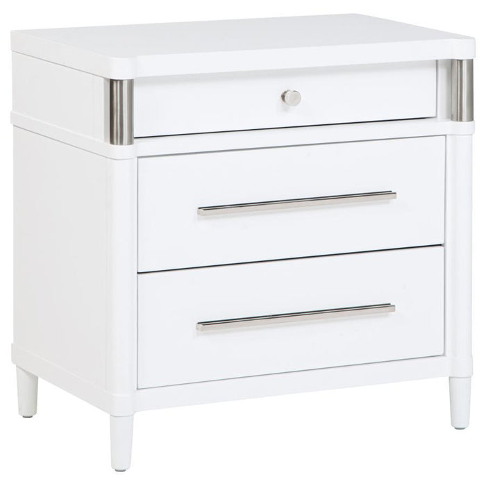 Gracemont - 3-Drawer Bedroom Nightstand Bedside Table - White - Simple Home Plus