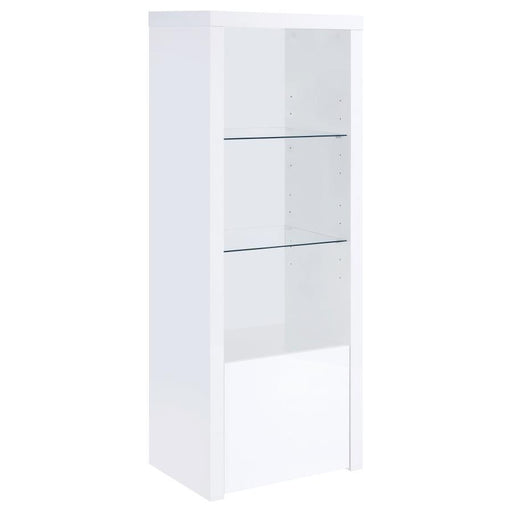 Jude - 3-Shelf Media Tower With Storage Cabinet - White High Gloss - Simple Home Plus