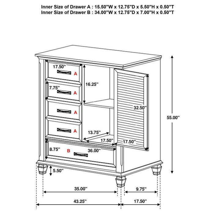 Franco - 5-Drawer Door Chest - Simple Home Plus