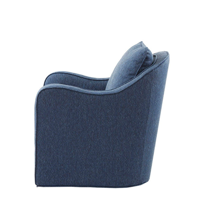 Brianne - Slub Weave Wide Seat Swivel Arm Chair - Navy - Simple Home Plus