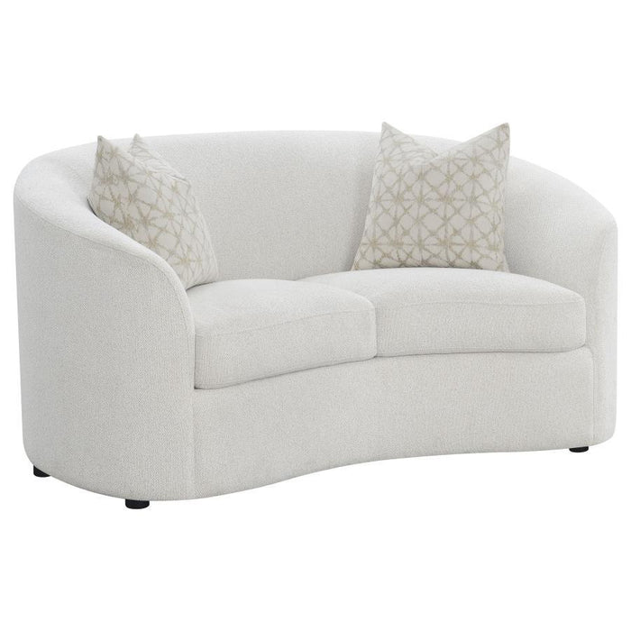 Rainn - Boucle Upholstered Sloped Arm Loveseat - Latte - Simple Home Plus