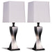 Keene - Tapered Shade Table Lamp Silver (Set of 2) - Distressed Silver - Simple Home Plus