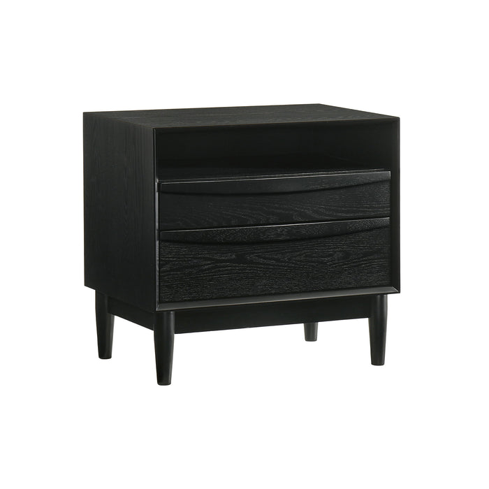Artemio - 2 Drawer Wooden Nightstand With Shelf - Simple Home Plus
