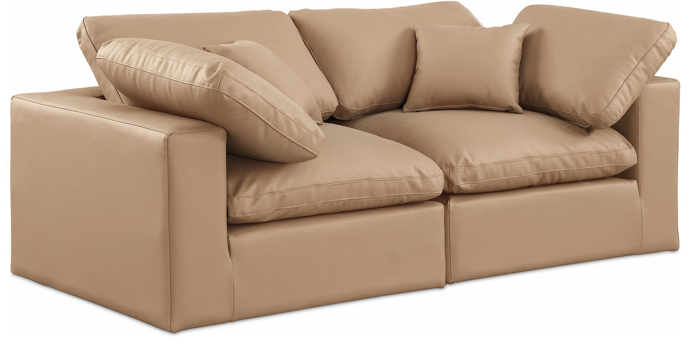 Comfy - Faux Leather Modular Sofa 2 Seats - Tan - Simple Home Plus