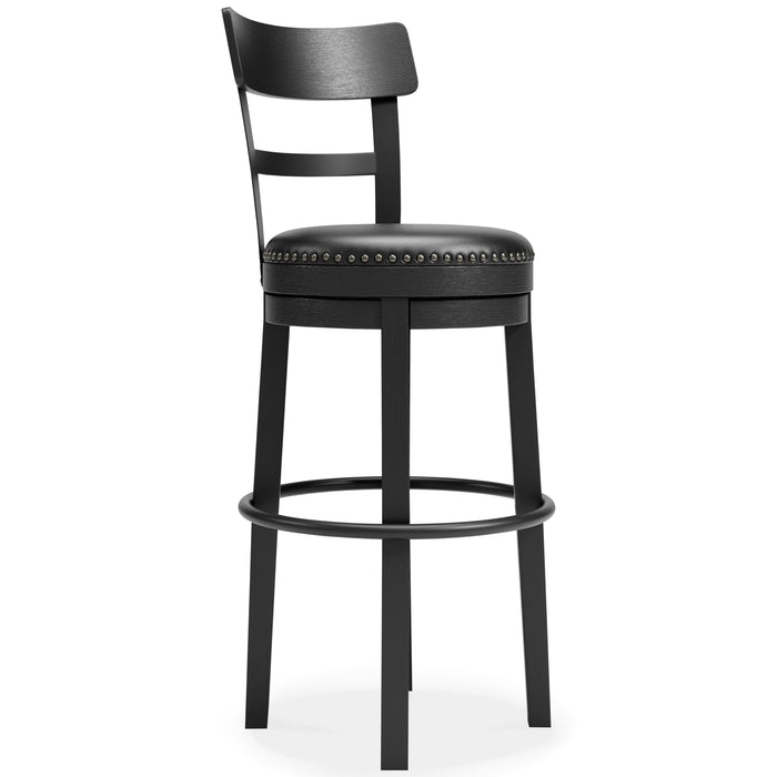 Valebeck - Tall Upholstered Swivel Barstool Black