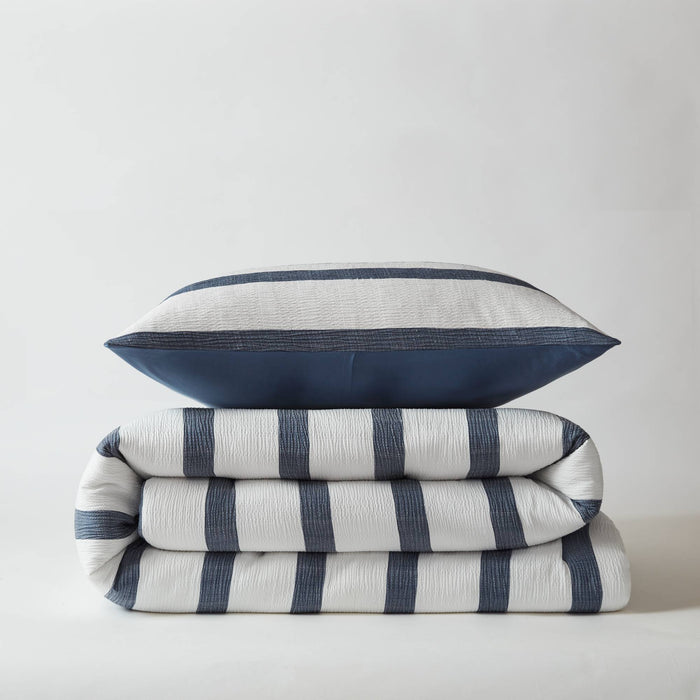 Merritt - Twin/Twin Long Yarn-Dyed Striped Comforter - Blue - Simple Home Plus