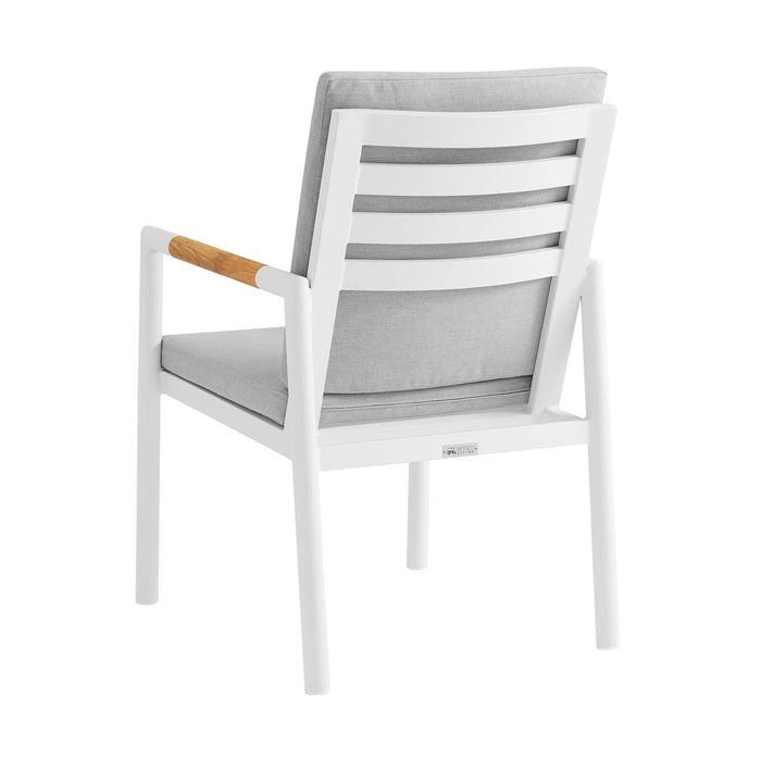 Crown - Outdoor Dining Chair With Light Gray (Set of 2) - White / Teak - Simple Home Plus