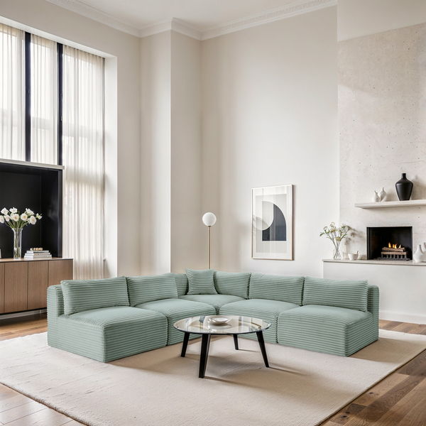 Shaggy - 5 Piece Modular Corner Armless Sectional