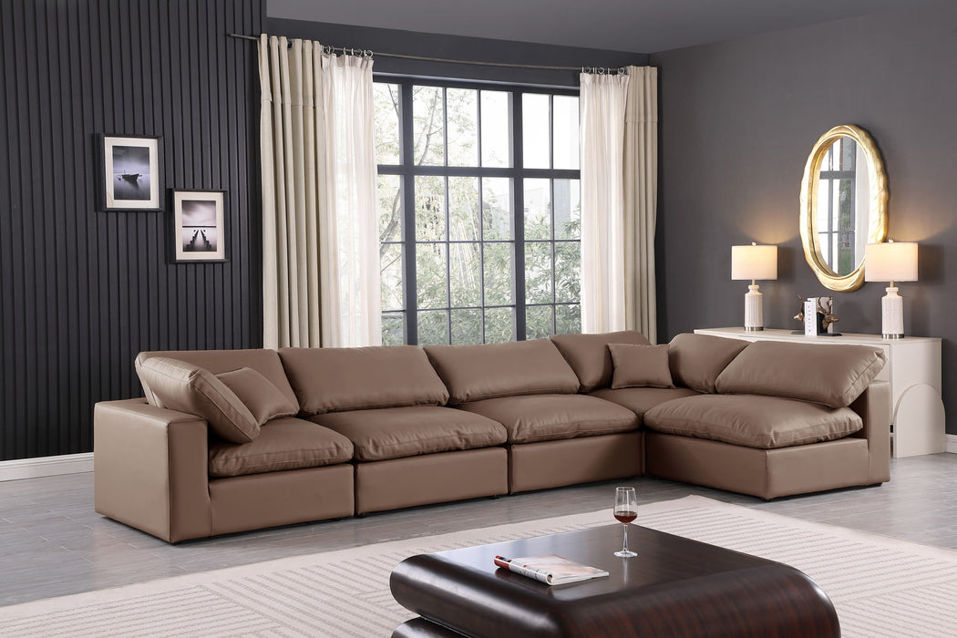 Comfy - 5 Piece Faux Leather Modular Sectional - Simple Home Plus
