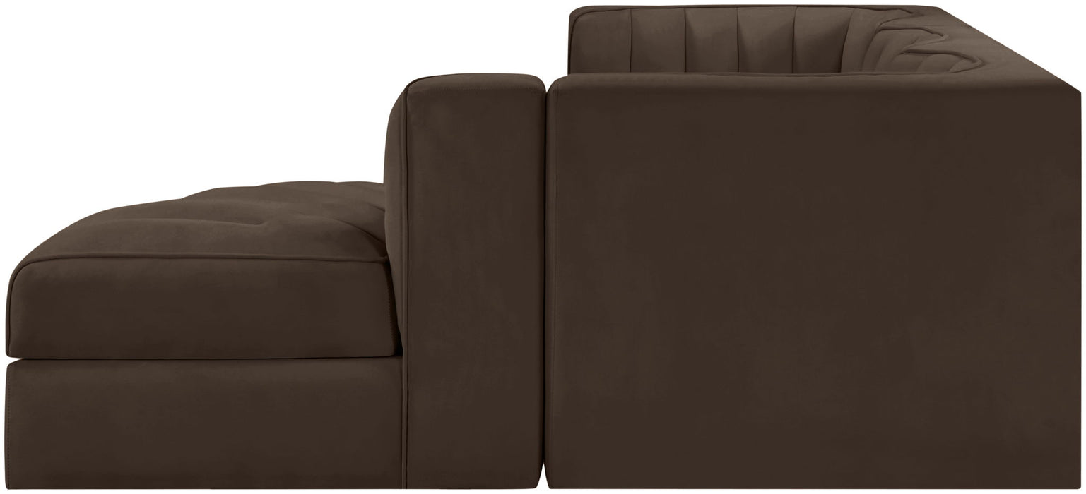 Rummi - Velvet Performance Fabric Upholstered 4 Piece Modular Sectional, With Reverse Corner Chair - Simple Home Plus