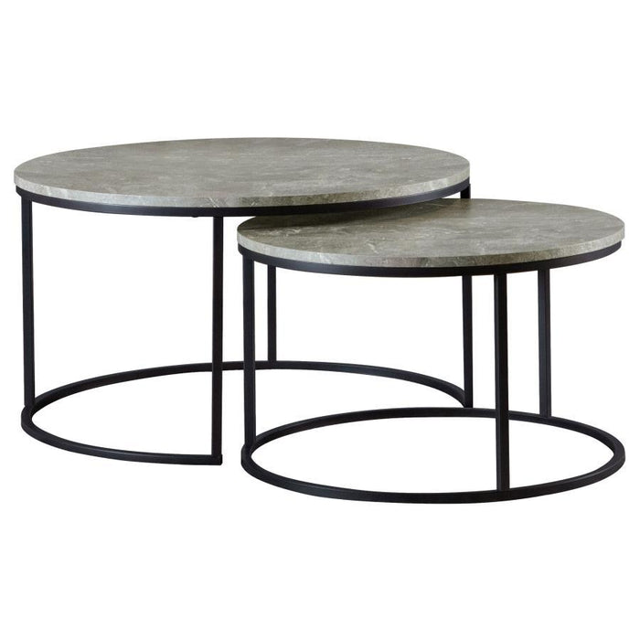 Lainey - 2 Piece Round Faux Marble Nesting Coffee Table - Simple Home Plus