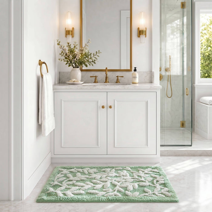 Serene - 34" x 21" Cotton Tufted Bath Rug - Sage Green