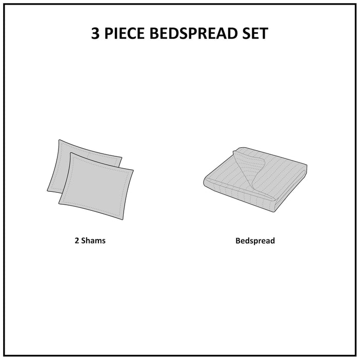 Oakley - King 3 Piece Reversible Bedspread Set - Seafoam - Simple Home Plus